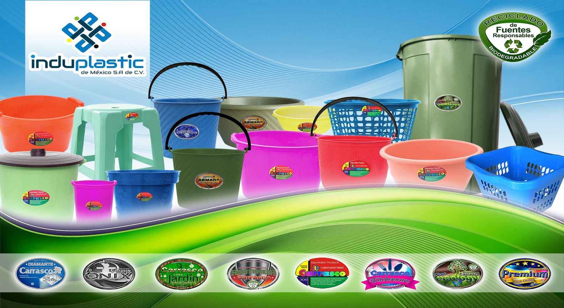 Productos de plastico, cubetas, palanganas, cestos papeleros